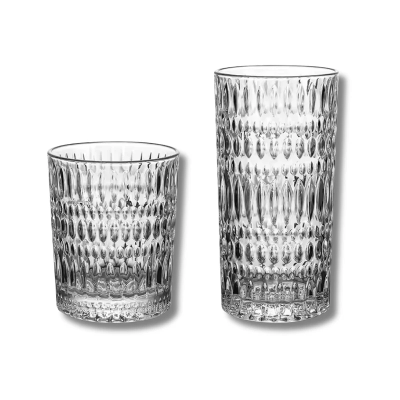 Ly thủy tinh hoa văn chấm bi