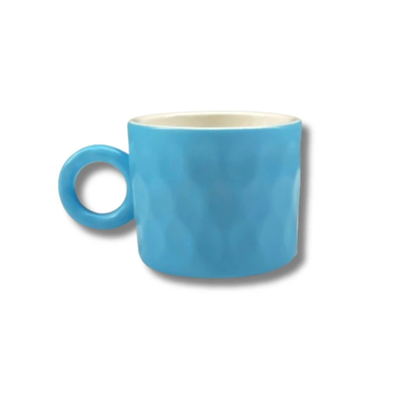 Cốc sứ Bát Tràng men màu tổ ong dáng trụ lùn 250ml